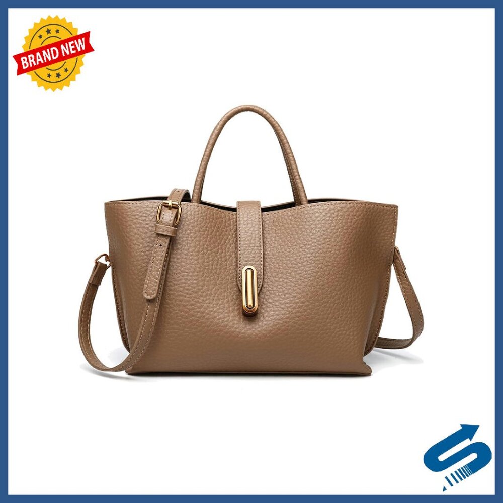 Pu Crossbody Tote Bag With Lock Clasp For Work & Daily Use